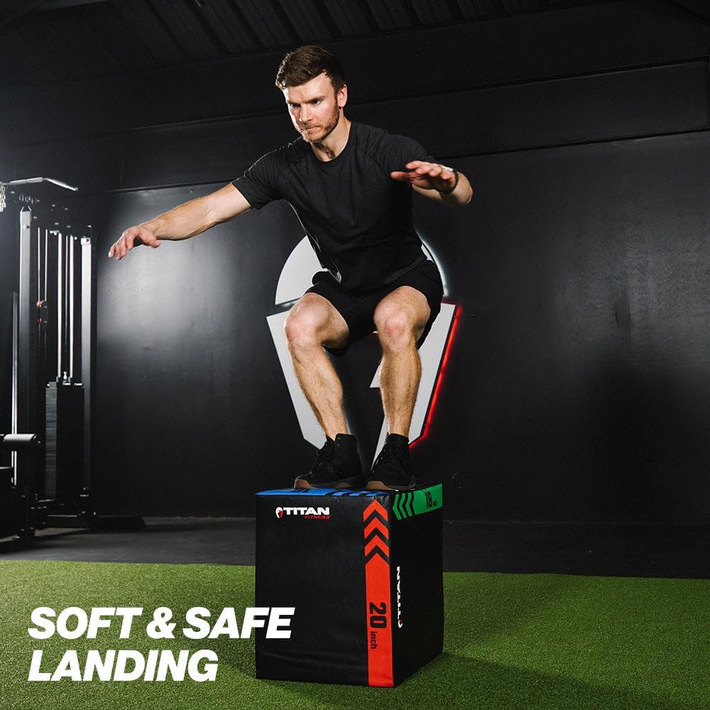 Titan Fitness Heavy Foam Plyometric Box - Pro-Duty HIIT Exercise Foam Plyo Step-Up, Box Squat, Home Garage Gym Training, Youth & Regular Sizes