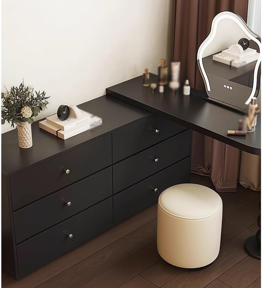 Vanity Table New Chinese Vintage Vanity with Dresser Corner Makeup Table Retro Black for Master Bedroom