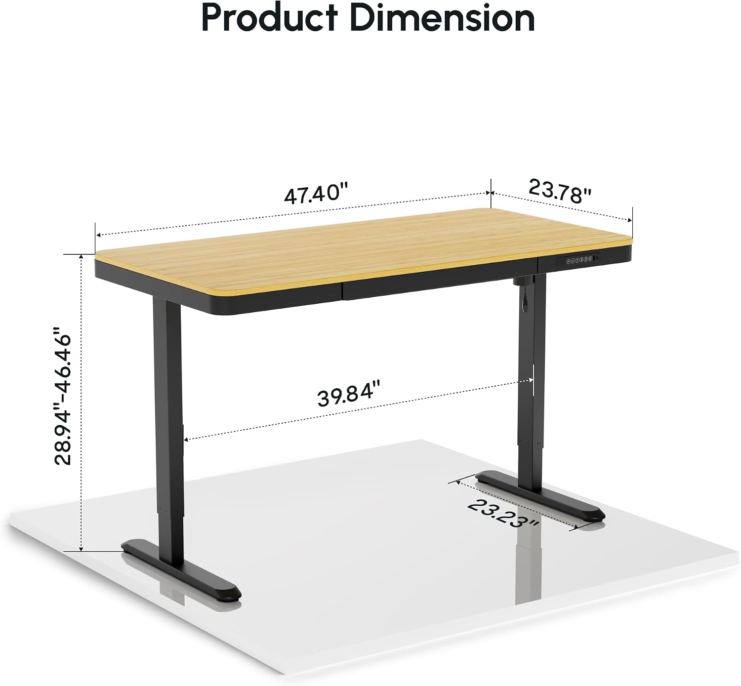 FLEXISPOT Electric Standing Makeup Vanity Desk with Drawer and USB Charge Ports,48' Height Adjustable Quick Install Dressing Table for Women Girls Bedroom Dressing Room,Bamboo-Look Laminate/Black