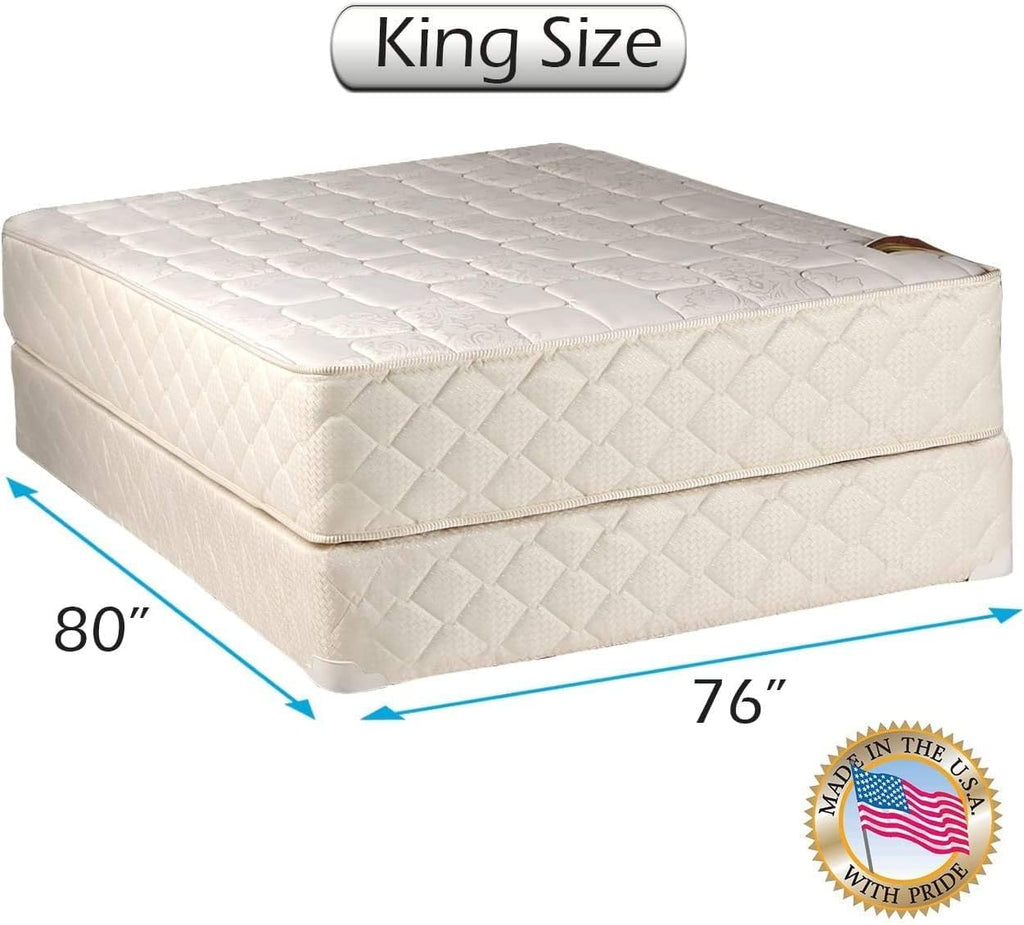 DS Solutions USA Grandeur Deluxe Two-Sided Gentle Firm Mattress and Box Spring Set with Metal Bed Frame - Orthopedic, Spine Support, High Foam Quality, Long Lasting Comfort (King Size)