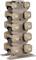 Tone Fitness Neoprene Dumbbell Set with Storage Rack – Non-Slip, Anti-Roll Hand Weights for Home Gym Workouts | 20 lb, 32 lb, 50 lb, 60 lb & 100 lb Options