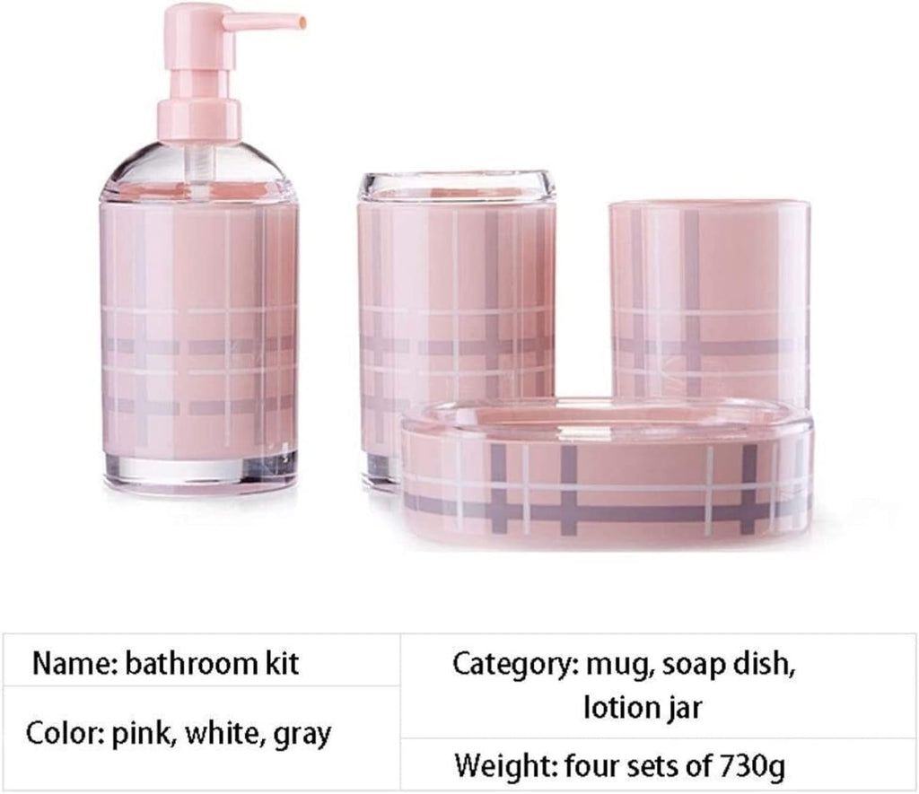 Vanity Bathroom Decor, Bathroom Accessory Sets Modern Design 4-Piece Bath Set Lotion Bottles Toothbrush HolderTooth Mug Soap Dish Housewarming Gift(White)