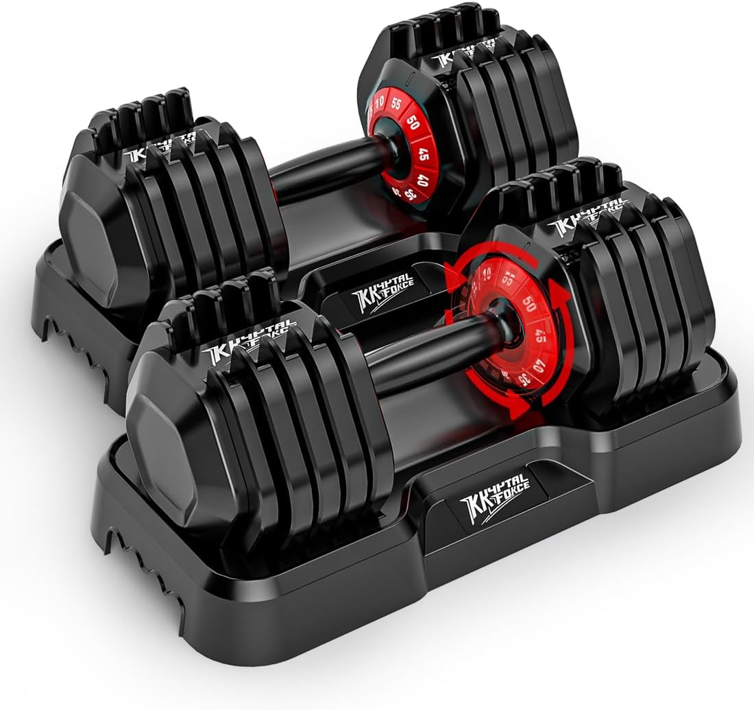 Adjustable Dumbbell Set of 2, 110lbs/50lbs Free Weights Dumbbell Set, 5-in-1/10-in-1 Quick-Lock Hand Weights, 25lbs/55lbs Pair with Anti-Slip Texture Handle, Weight Set For Home Gym Suit both Men and Women