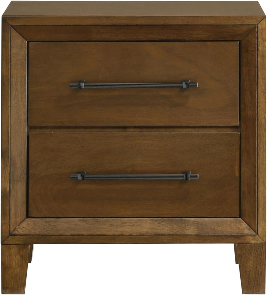 New Classic Furniture Ballard 4-Piece Wood Queen Bedroom Set with Nightstand, Walnut Brown