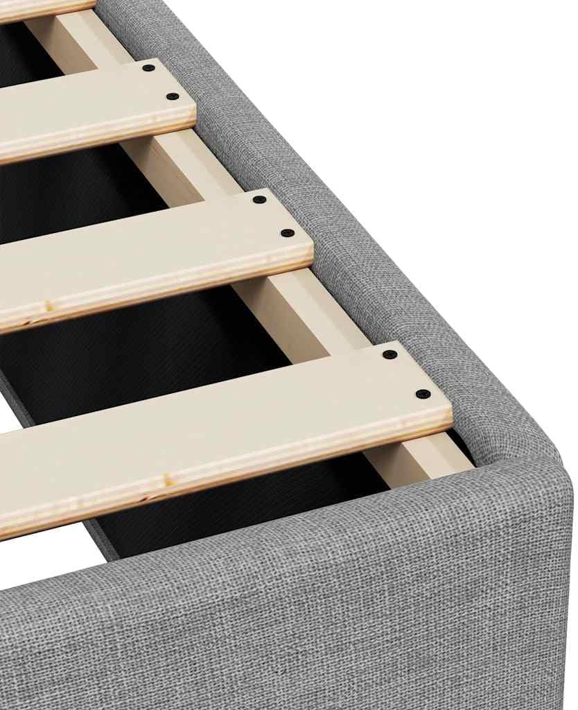Light Grey Twin XL Bed Frame with Breathable Polyester Fabric and Sturdy Plywood Engineered Wood Construction, 6 Legs for Enhanced Stability and Modern Design