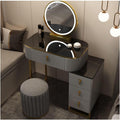 Women Dresser Table Vanity Corner Makeup Table Set Makeup with 4 Drawers Vanity Dressing Table, with LED Lighted Mirror, 3 Color Lighting Modes for Any Woman,1-60cm