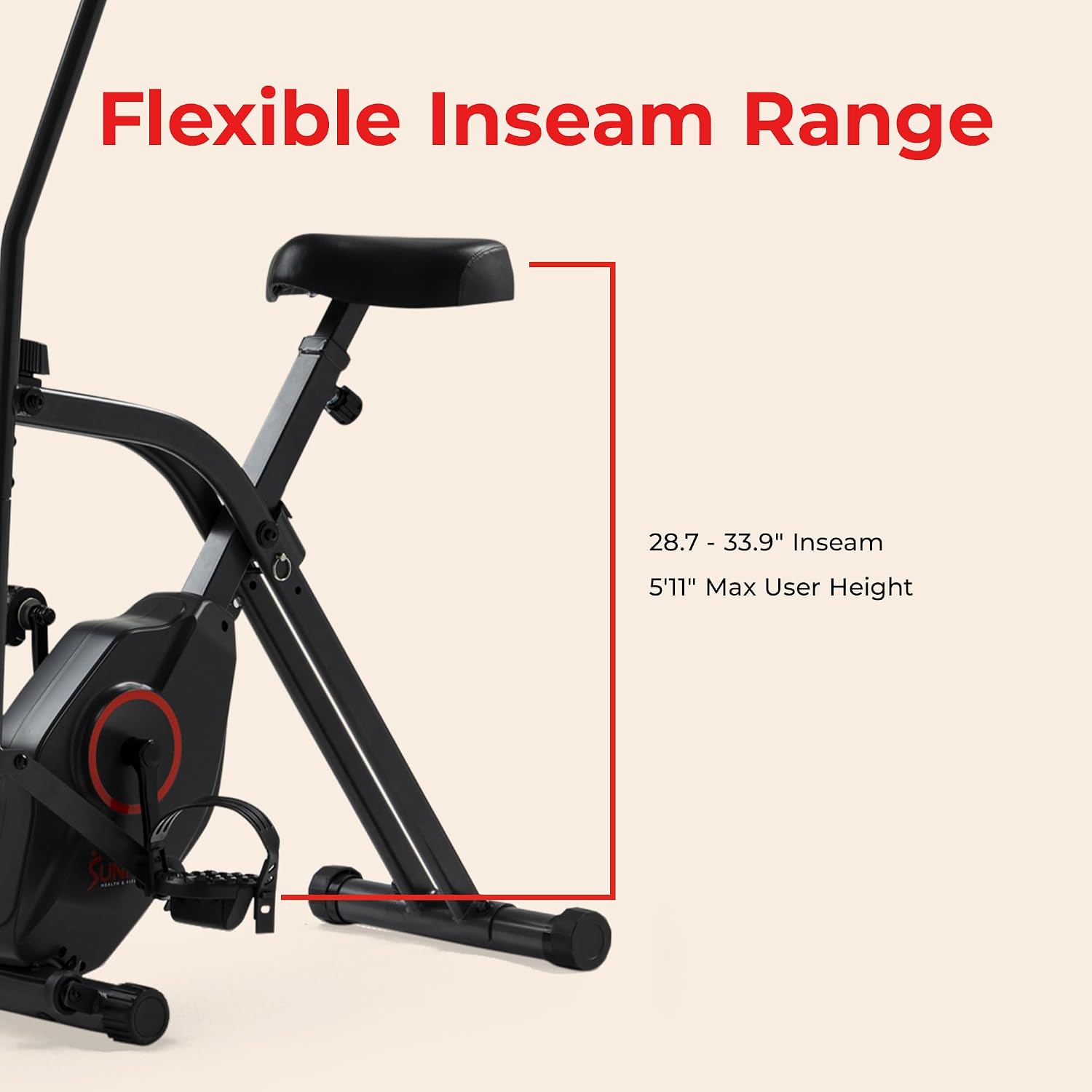 Sunny Health & Fitness Smart Folding X-Bike, Portable Compact Exercise Bike for Indoor Cycling Workout, Home Cardio Training Machine, Free SunnyFit App Bluetooth Connect