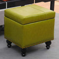 BTZHY Vanity Chair,Cube Faux Leather Storage Ottoman Foot Stool Pouf Bench Seat,Toy Box with Hinge Top Organizer Box Pouf Chest-Green 40x34x40cm