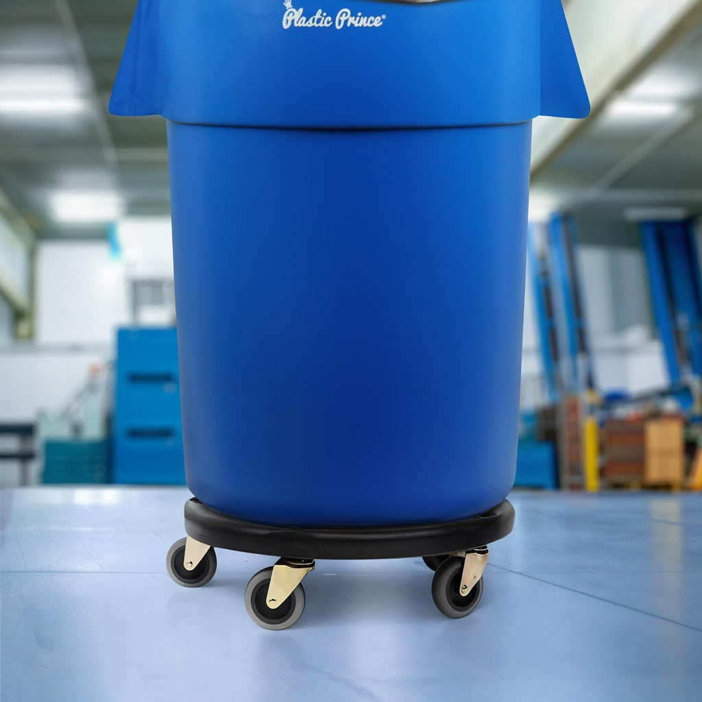 PLASTIC PRINCE Trash Can Dolly with Wheels Black Garbage Can Wheels Transports 20 Gallon 32 Gallon 44 Gallon and 55 Gallon Brute Trash Can Dolly for Restaurants Offices Commercial Environments, 3 Pack