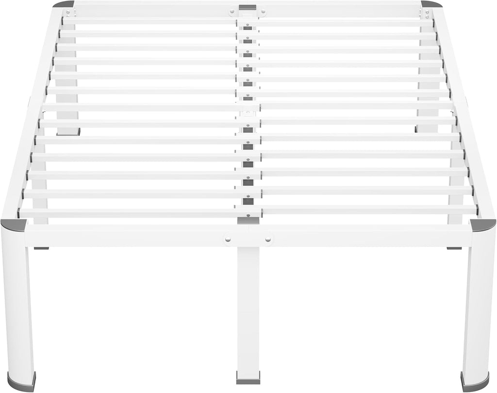 VIPSHOW 20 Inch White King Heavy Duty 3500 lbs Bed Frame with Round-Corner Legs & Anti-Squeak Design – Quick Assembly Metal Platform, No Box Spring Needed