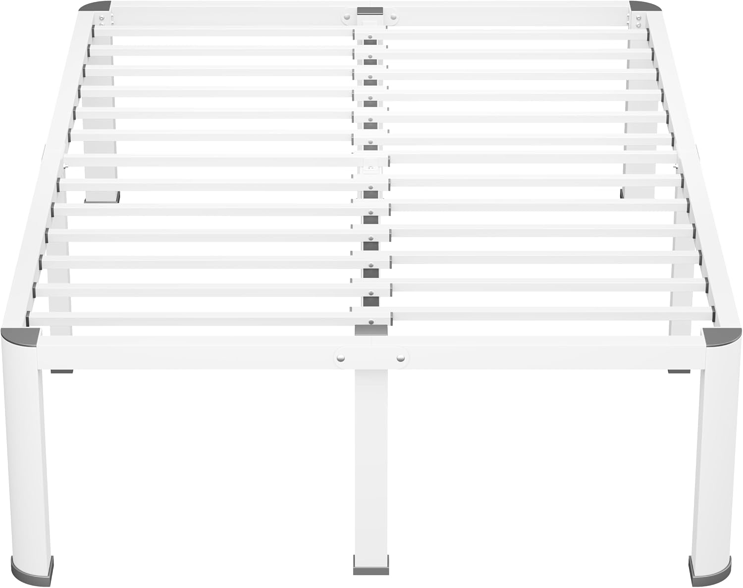 VIPSHOW 20 Inch White King Heavy Duty 3500 lbs Bed Frame with Round-Corner Legs & Anti-Squeak Design – Quick Assembly Metal Platform, No Box Spring Needed