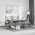 King Bed Frame Metal with Footboard Black 76'x79.9' Steel Platform Bed Frame with Underbed Storage Space Sturdy Bedframe for Bedroom Furniture