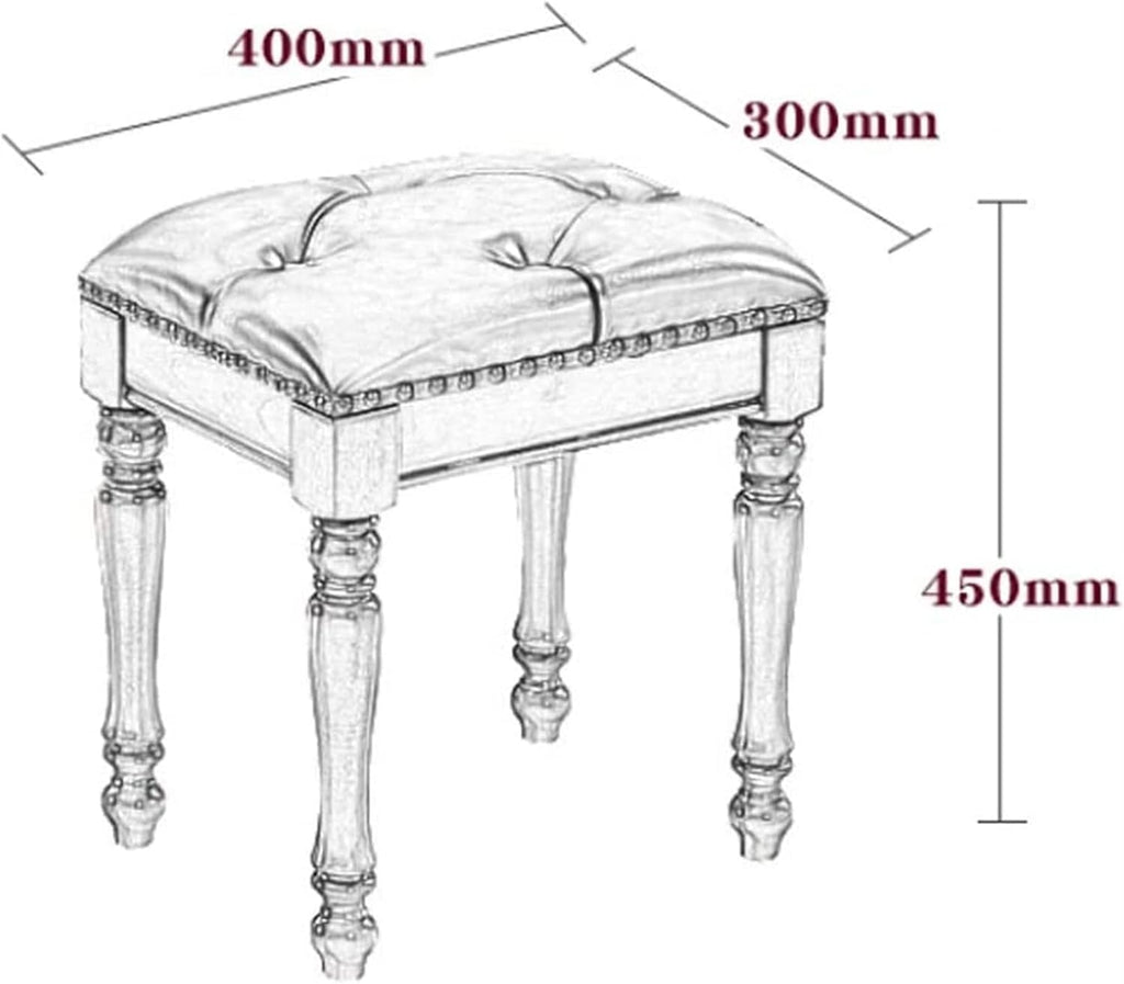 Vanity Bench with Padded Cushion, Vanity Chair Benches Vanity Bedroom Makeup Stool Solid Wood Dressing Bench Household Shoe Changing Stool Wooden Dining Stool Piano Bench(Red)