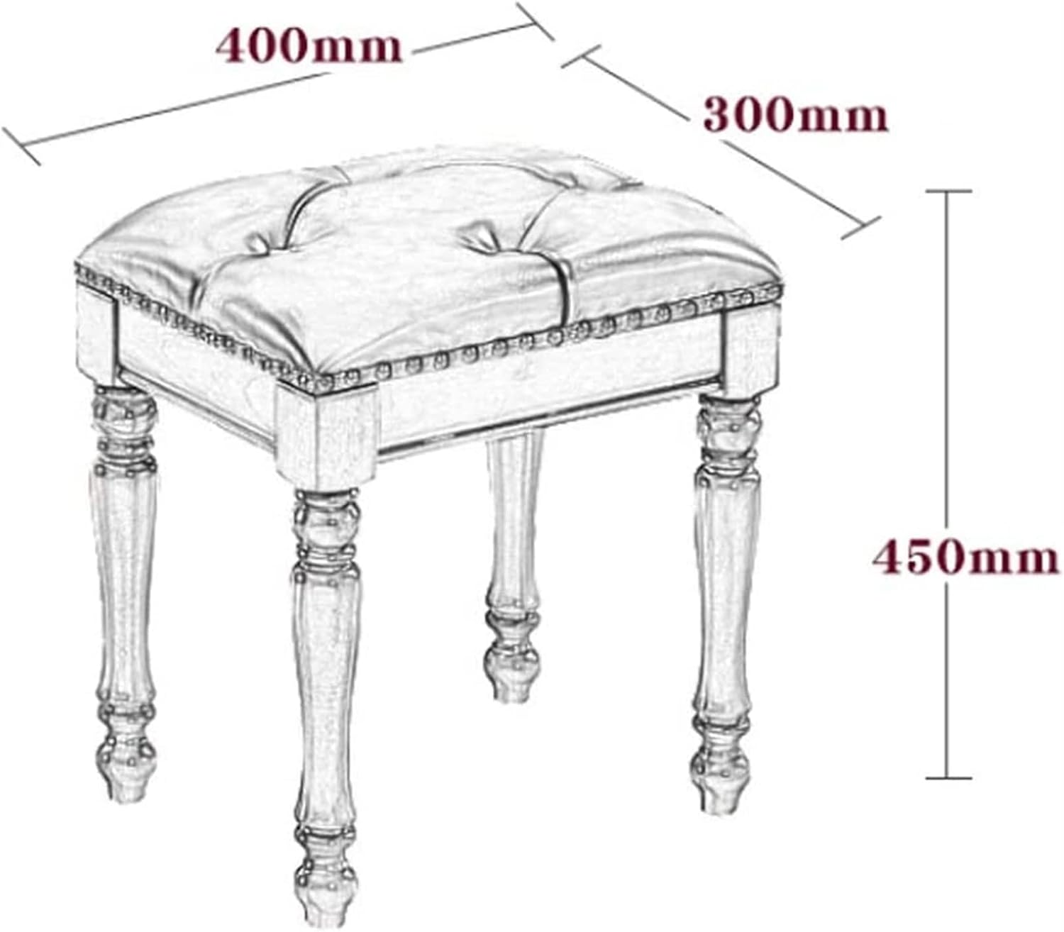 Vanity Bench with Padded Cushion, Vanity Chair Benches Vanity Bedroom Makeup Stool Solid Wood Dressing Bench Household Shoe Changing Stool Wooden Dining Stool Piano Bench(Red)