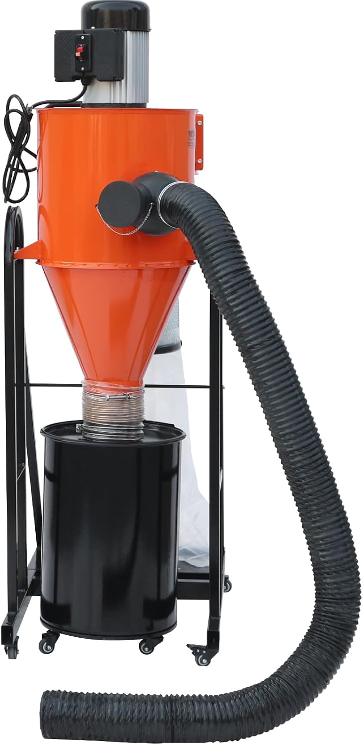 VEVOR 2 HP Dust Collector, 1167 CFM, Portable Vortex Dust Collector, with 39 Gallon Collection Bag and Mobile Base, 120V, 3400 RPM, 3μm Canister Filter Kit, for Woodworking Dust Collection System