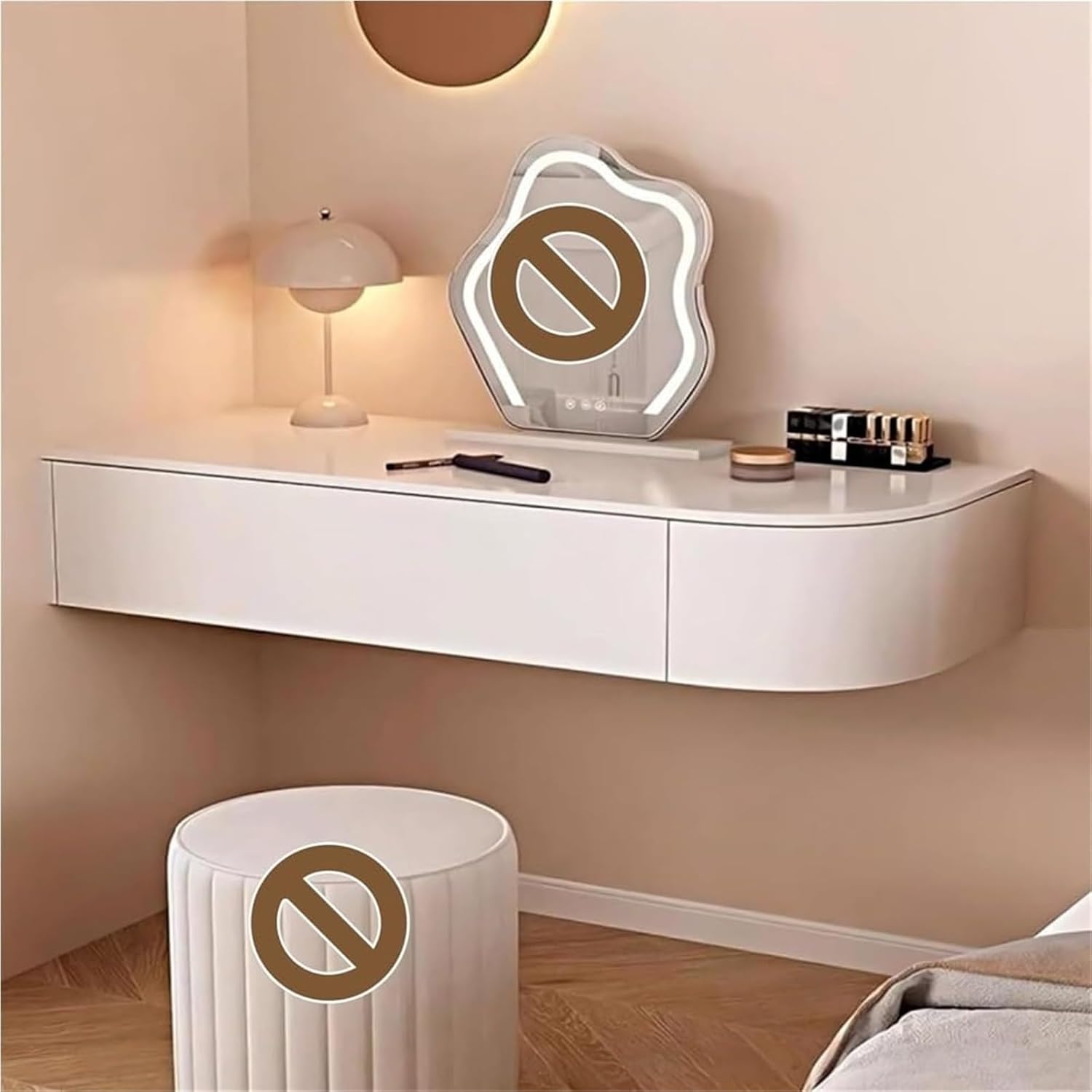 Floating Vanity Makeup Table with Drawer Wall-Mounted Dressing Table Corner Desk Small Suspended Vanity Desk,Ideal for Home