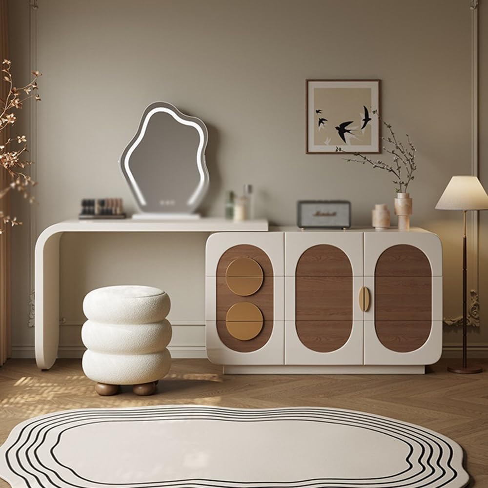 Vanity Table Dressing Table Chest of Drawers Premium I-Type Expandable Corner Makeup Desk for a Chic Bedroom