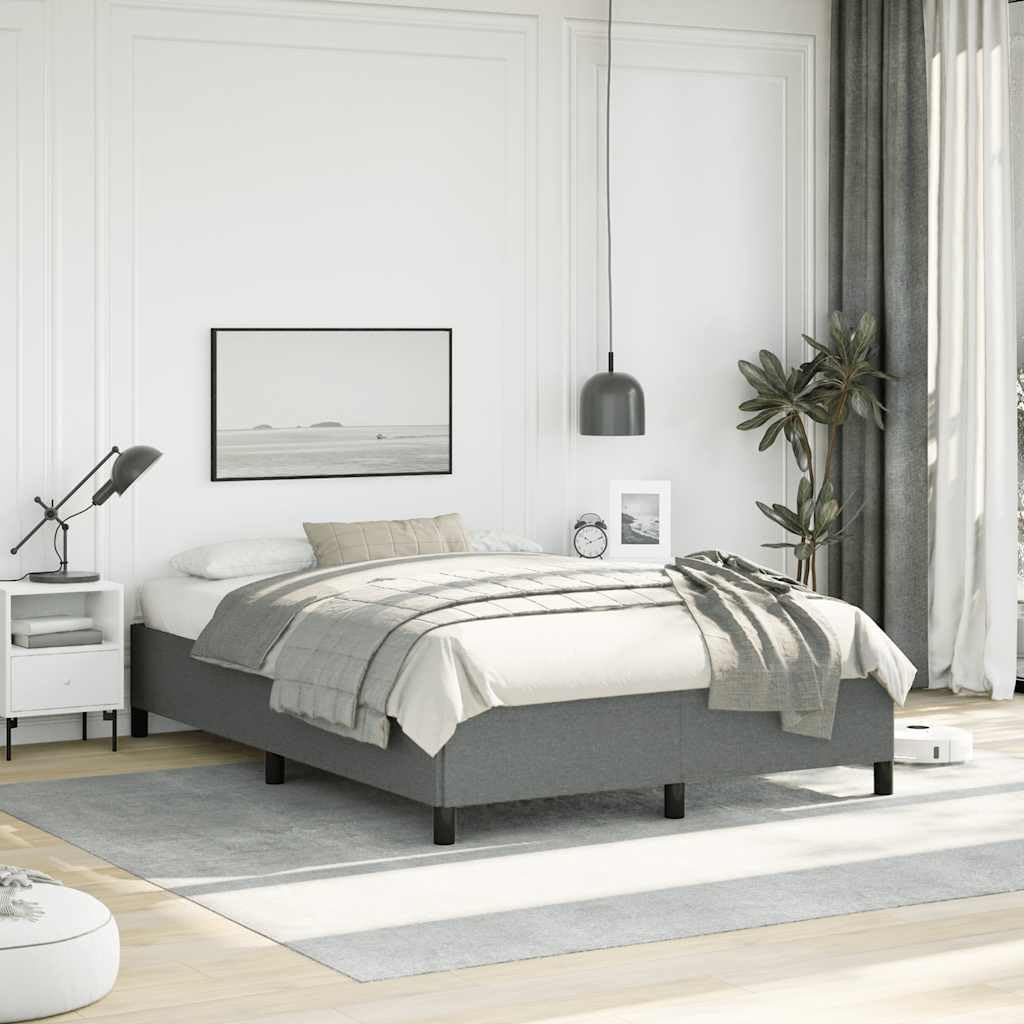 Dark Grey Fabric Bed Frame with Upholstered Headboard, Sturdy Plywood and Engineered Wood Construction for Full Mattress, Modern Bedroom Furniture for Adults, Durable Support