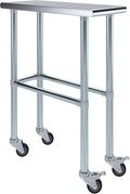 AmGood Stainless Steel Work Table Open Base & Wheels | Work Station | Metal Work Bench (Stainless Steel Work Table Open Base + Casters, 12' Long x 30' Deep)