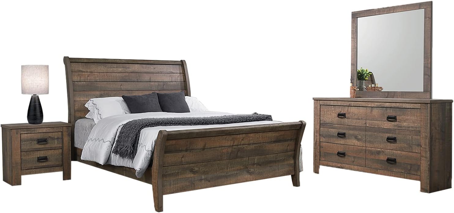 Coaster Frederick Eastern King Bed 4-Piece Set, Weathered Oak