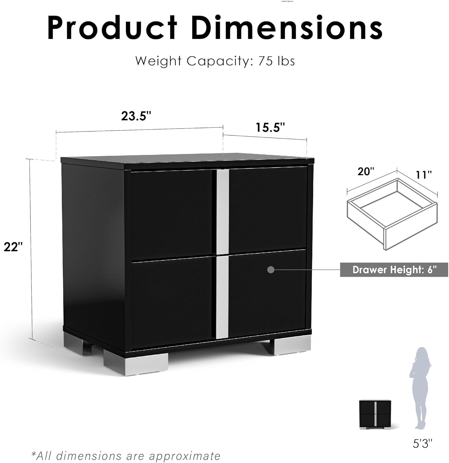 Furniture of America Alistair Modern Wood 6-Piece Bedroom Collection with Bed Frame, Chest, 2-Drawer Nightstands and 6-Drawer Dresser with Mirror, Box Spring Required, Black, Queen