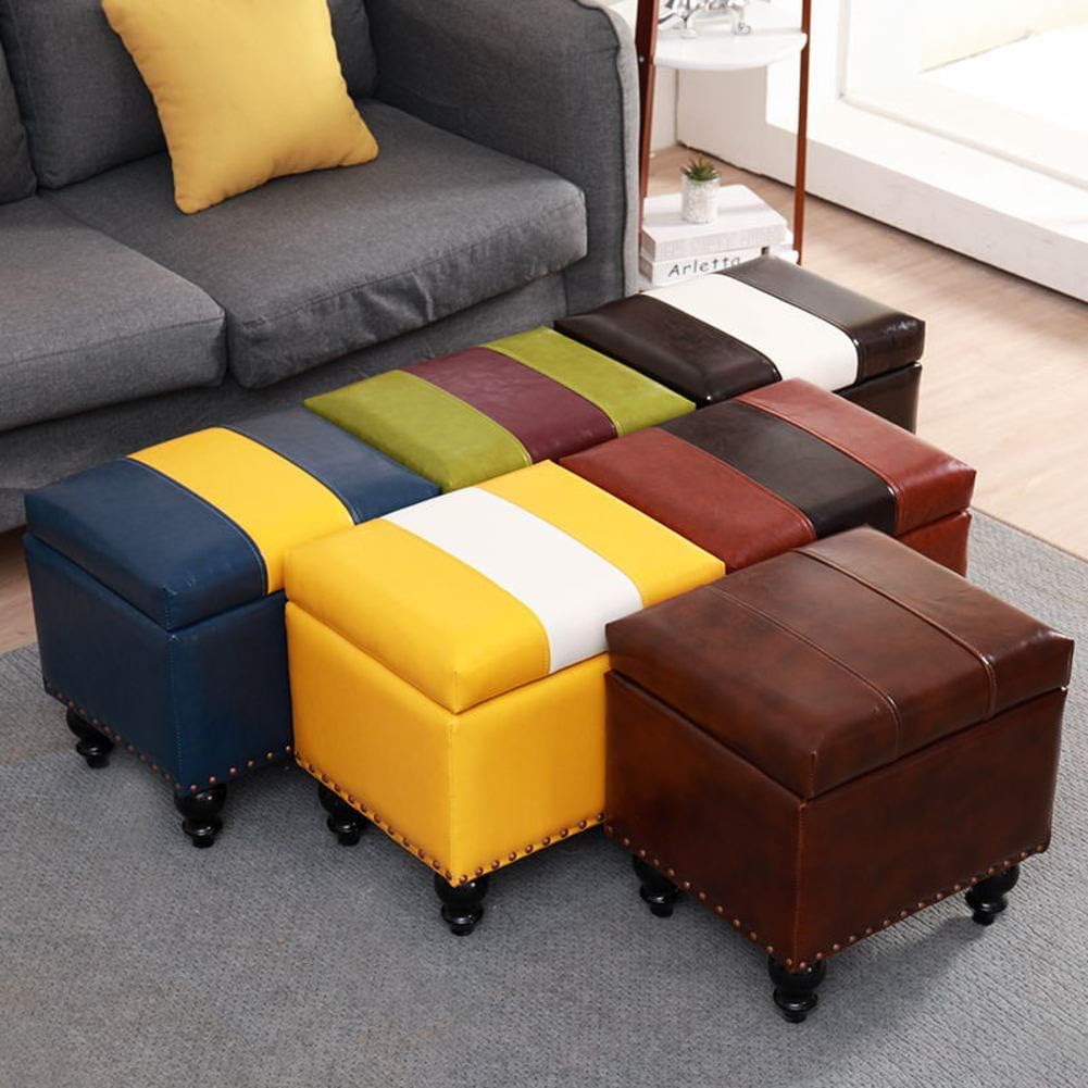 BTZHY Vanity Chair,Cube Faux Leather Storage Ottoman Foot Stool Pouf Bench Seat,Toy Box with Hinge Top Organizer Box Pouf Chest-a 40x34x40cm