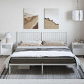 White Powder-Coated Steel Double Bed Frame with Headboard, 4-Piece Sturdy Metal Bed Frame Set for Bedroom, Modern Platform Base with Underbed Storage Space, Durable Support