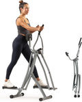 Sunny Health & Fitness Foldable Air Walk Elliptical, 30' inch Long Stride Glide Exercise Full-Body Cardio Cross Smart Trainer for Home Office, SunnyFit App via Bluetooth with Adjustable Resistance
