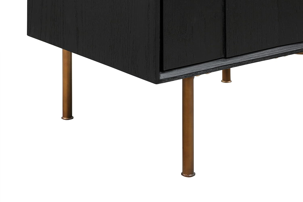 Armen Living Carnaby King 3 Piece Bedroom Set in Black Brushed Oak Wood