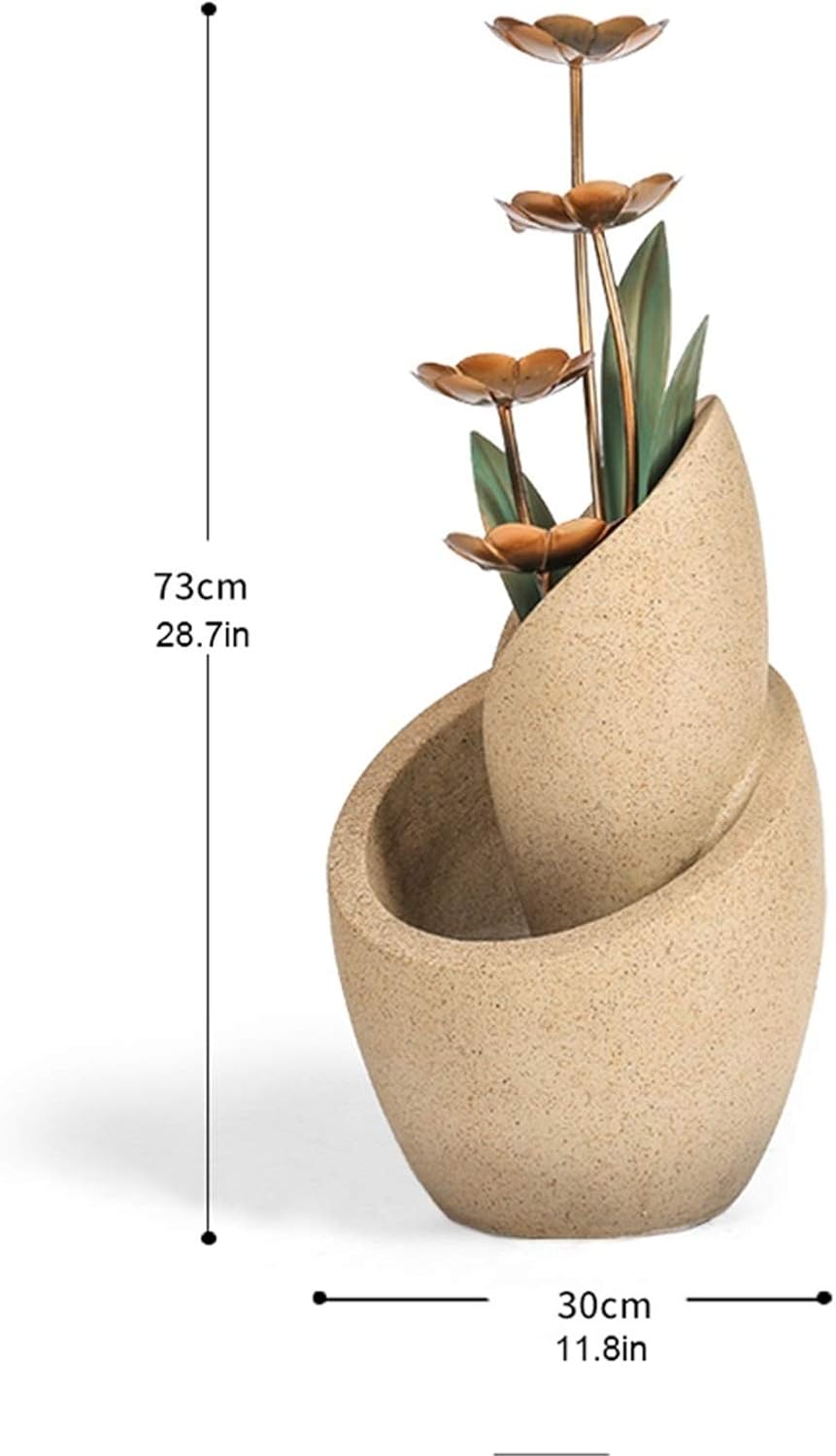 Tabletop Water Fountain Tiered Copper Flowers Modern Decorative Fountain Indoor or Outdoor Floor Water Fountain 28.7' High Cascading for Yard Garden Patio Deck Home Home Decor