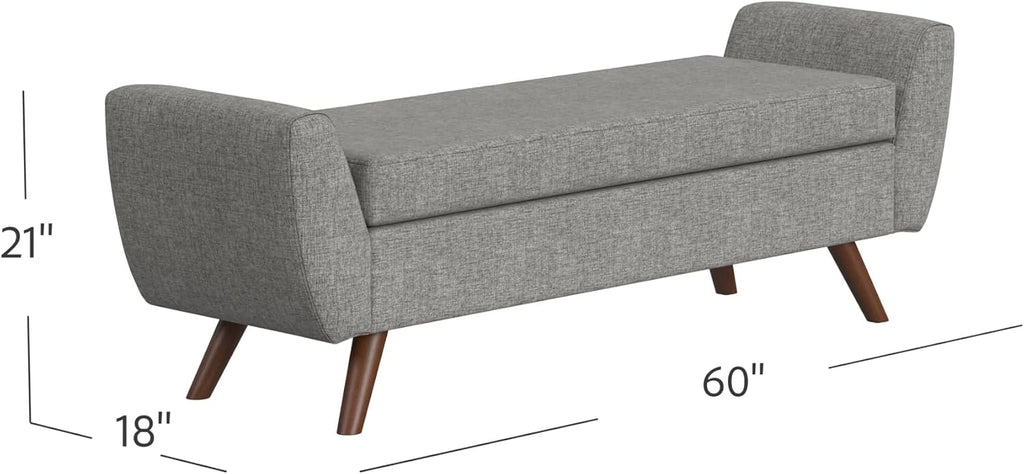 HomePop Modern Storage Bench with Wood Legs |Homepop Home Décor|Bench with Storage for Living Room & Bedroom - Gray Woven