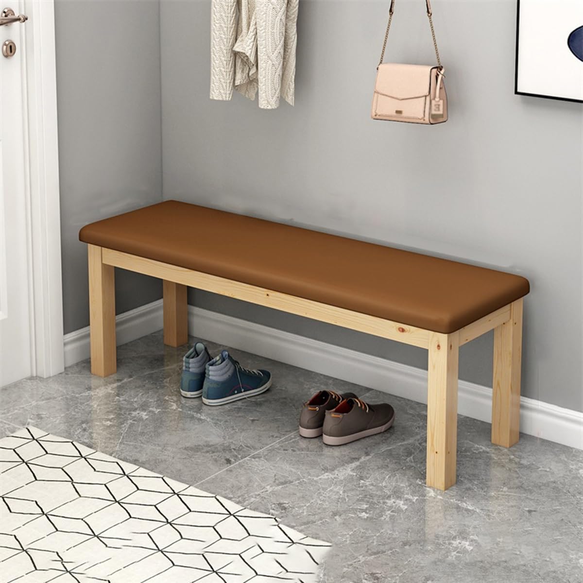BTZHY Vanity Chair,Rectangular ns Bench, Foot Stool for Living Room, Vanity Chair for Makeup Room, Upholstered n Foot Rest for Modern Bedrooms, and Corridors