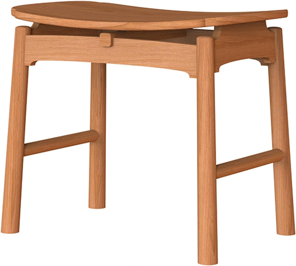 Solid Wood Vanity Chair, Bedroom Vanity Stool, Mortise and Tenon Structure, Rounded Corners, Widened Seat, Simple Shape, Multifunctional,Beige-One Size