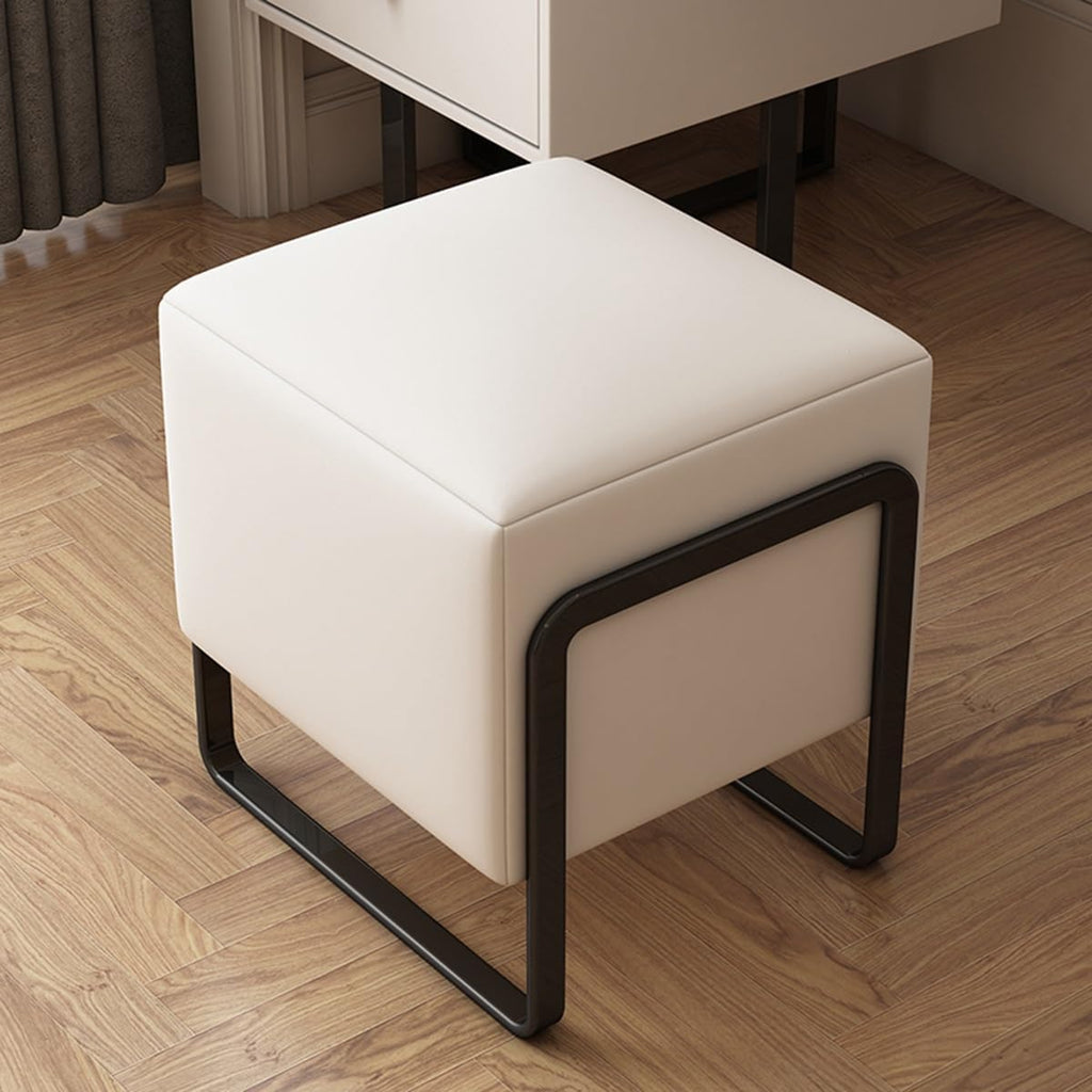 BTZHY Vanity Chair,Foot Rest, Leather Makeup Vanity Stool with Metal Legs, Foot Stool n Upholstered Footrest Stool Bench for Couch Bed Room Living Room