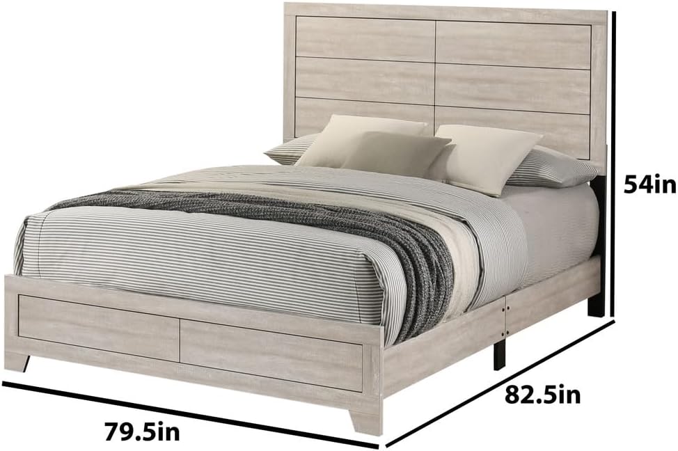 Best Quality Furniture 6 Piece Bedroom Set in Rustic Gray Oak Wood in King