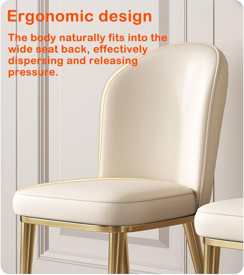 2PCS Back Chair Modern Dining Room Chair Padded Kitchen Chair Armless Leisure Reception Chairs with Gold Legs,Vanity Chair Corner Chairs,Light Grey