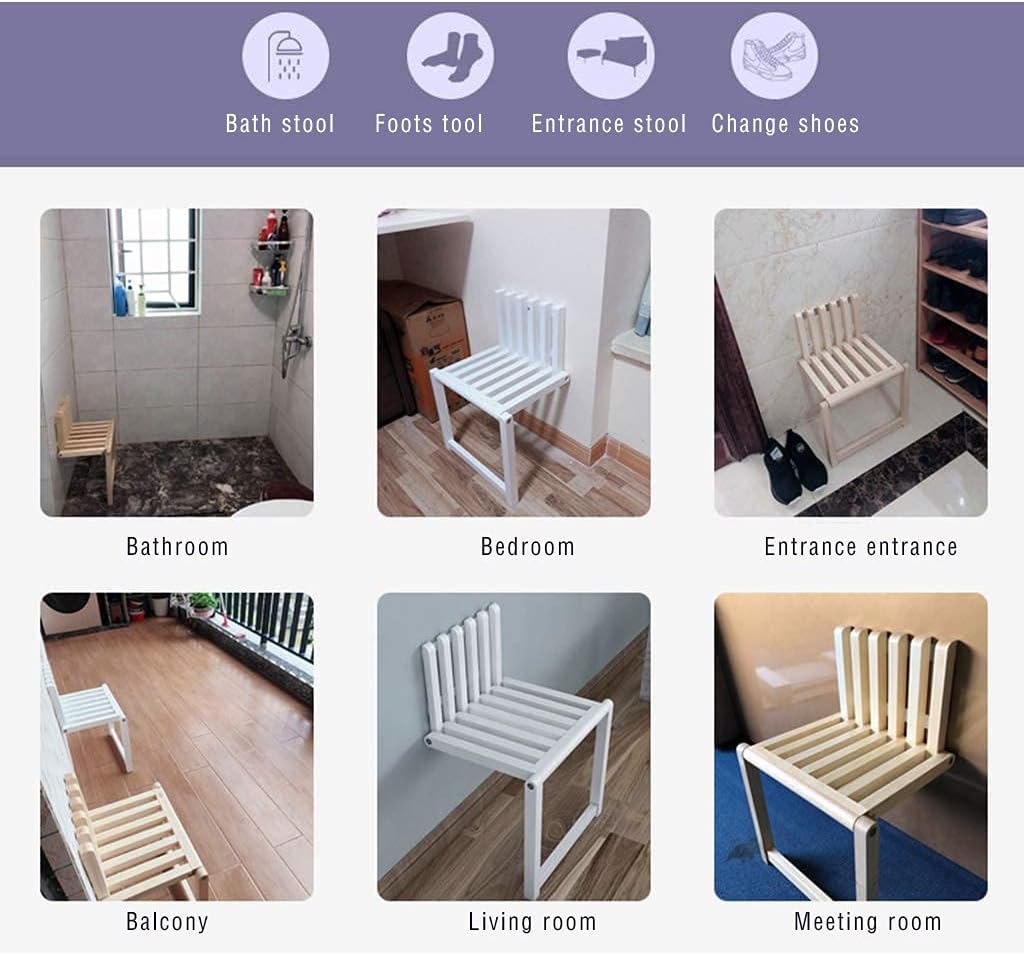 Foldable Wall Mounted Bench with 150kg Capacity for Entryway Bathroom or Living Room Stylish Hollow Design Perfect for Small Spaces