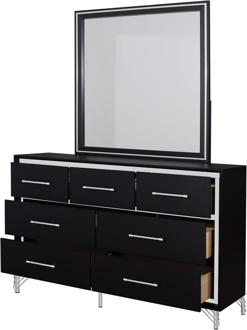 New Classic Furniture Ava 4-Piece Wood Queen Bedroom Set with Nightstand, Ebony Black