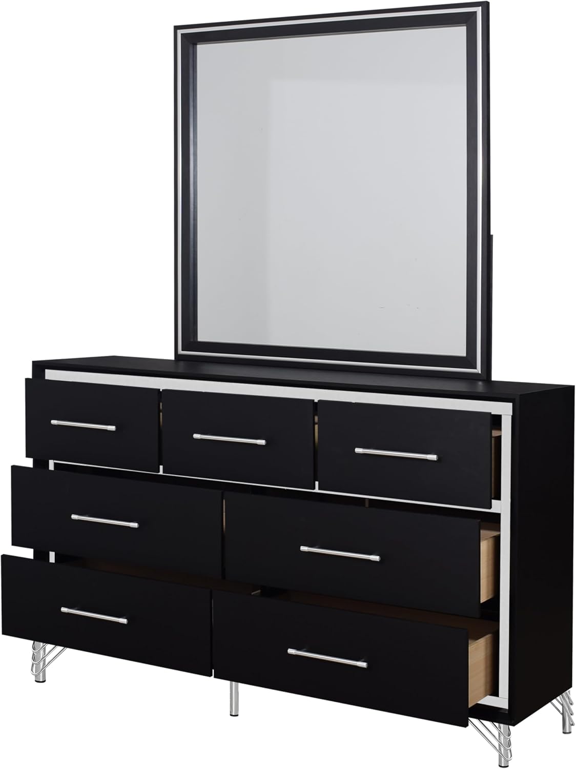 New Classic Furniture Ava 4-Piece Wood Queen Bedroom Set with Nightstand, Ebony Black