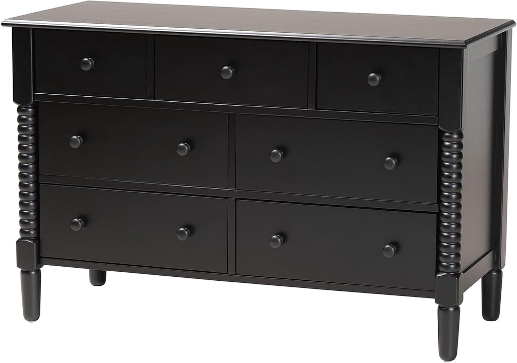 Baxton Studio Braith Farmhouse Black Spindle Wood Queen Size 4-Piece Bedroom Set