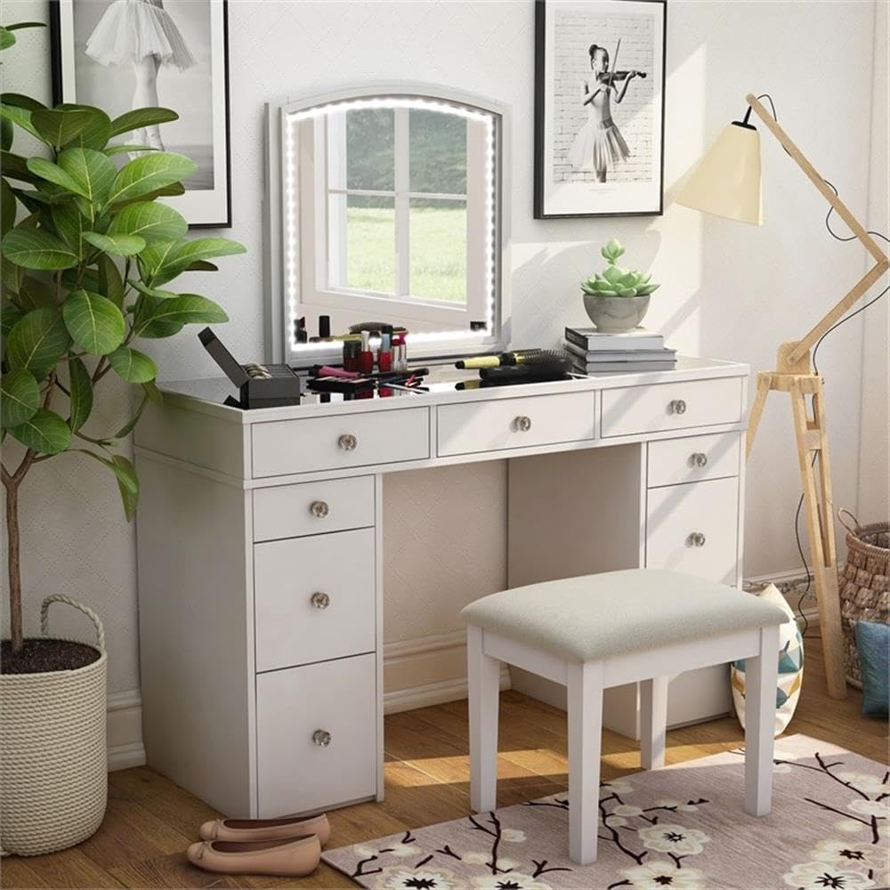 Furniture of America Galveston Solid Wood 3-Piece Vanity Set in White