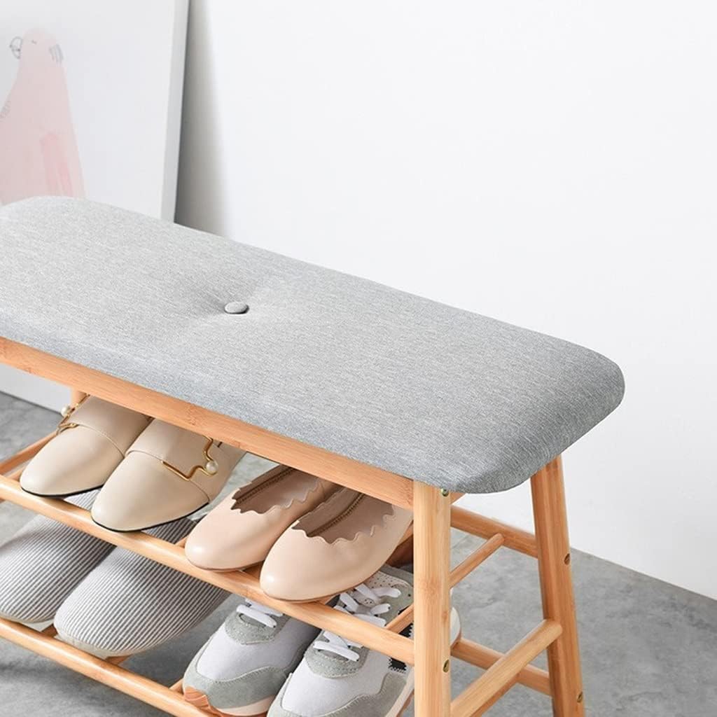 Three Layer Shoe Rack Bench with Cushion Stylish Storage Stool for Entryway Living Room Corridor & Corner 90cm (35.43inch) Shoe nizer for Shoes & Boots