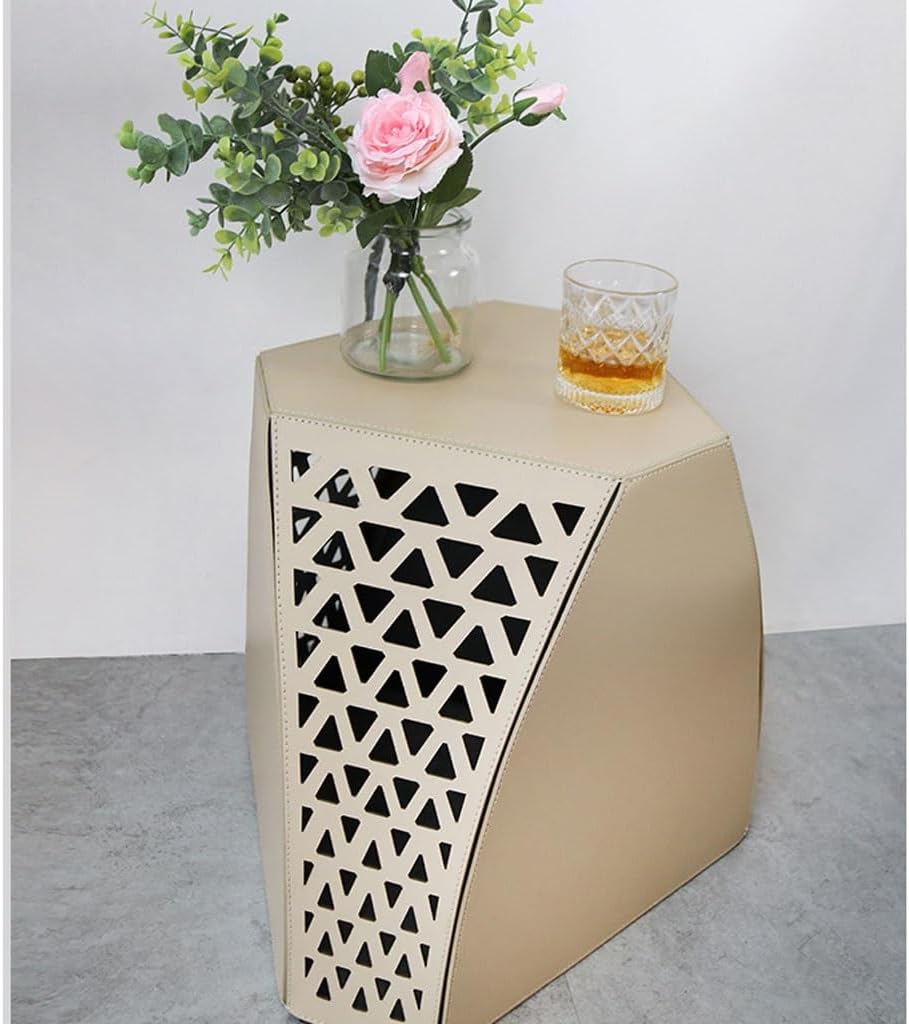 Small Ottoman Foot Rest Shoe Bench Shoe Changing Stool Hard Leather Small Side Table Sofa Corner Hollow Modern Simple Fashion Low Stool Shoe Storage Bench Footstool (Color : A, size : S48cm)