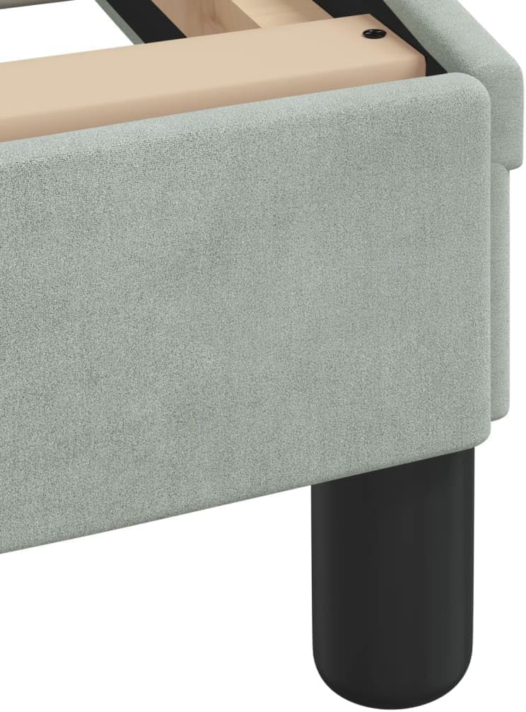 Full Size Upholstered Bed Frame with Headboard Light Gray Velvet Platform Bed Frame Modern Waved Design Wooden Slats Sturdy Support for Bedroom Furniture