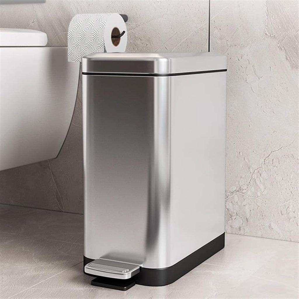 Stylish Stainless Steel Trash Can with Soft Close Lid Removable Inner Bucket Ideal for Home Kitchen Bathroom Sleek Tungsten Finish 18L Capacity