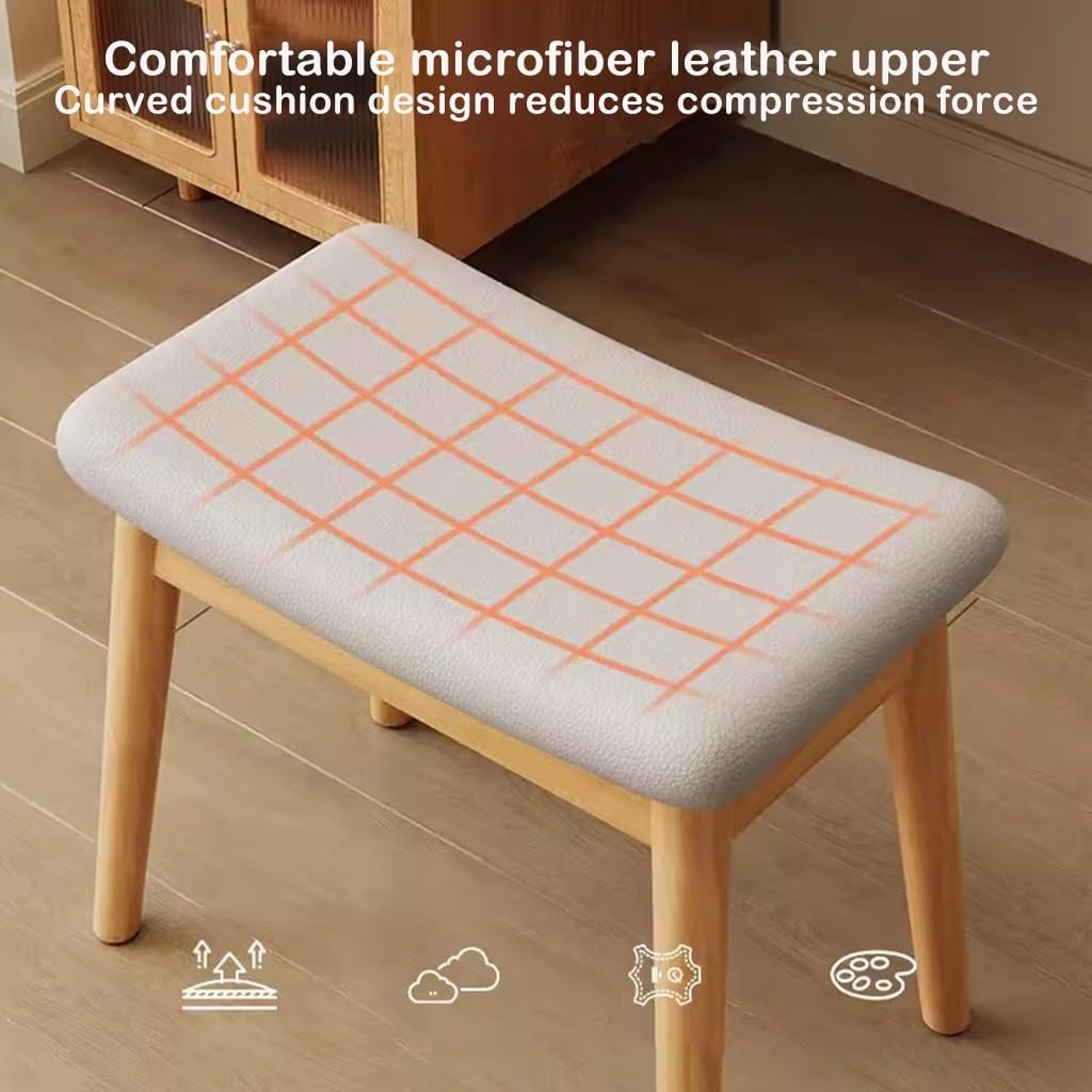 BTZHY Vanity Chair,Solid Wood Dressing Table Stool for Girls Bedroom Makeup Chair with Shoe Bench Entryway Kitchen Chairs for Living Room Study Room and Office Dark Brown