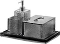 Beautiful Black Translucent Resin Bathroom Accessory Set, 4 Pieces Accessories Complete Vanity Countertop, Includes Soap Dispenser, Cup, Tissue Box and Tray Bathroom Decor