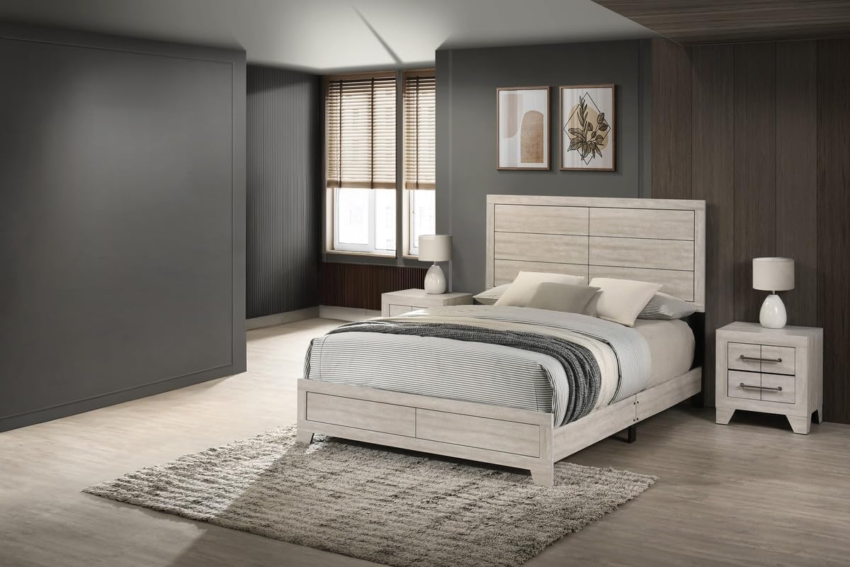 Best Quality Furniture 3 Piece Bedroom Set in Rustic Gray Oak Wood in King