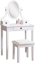 Roundhill Furniture Moniya White Wood Vanity Table and Stool Set (3415WH) Medium