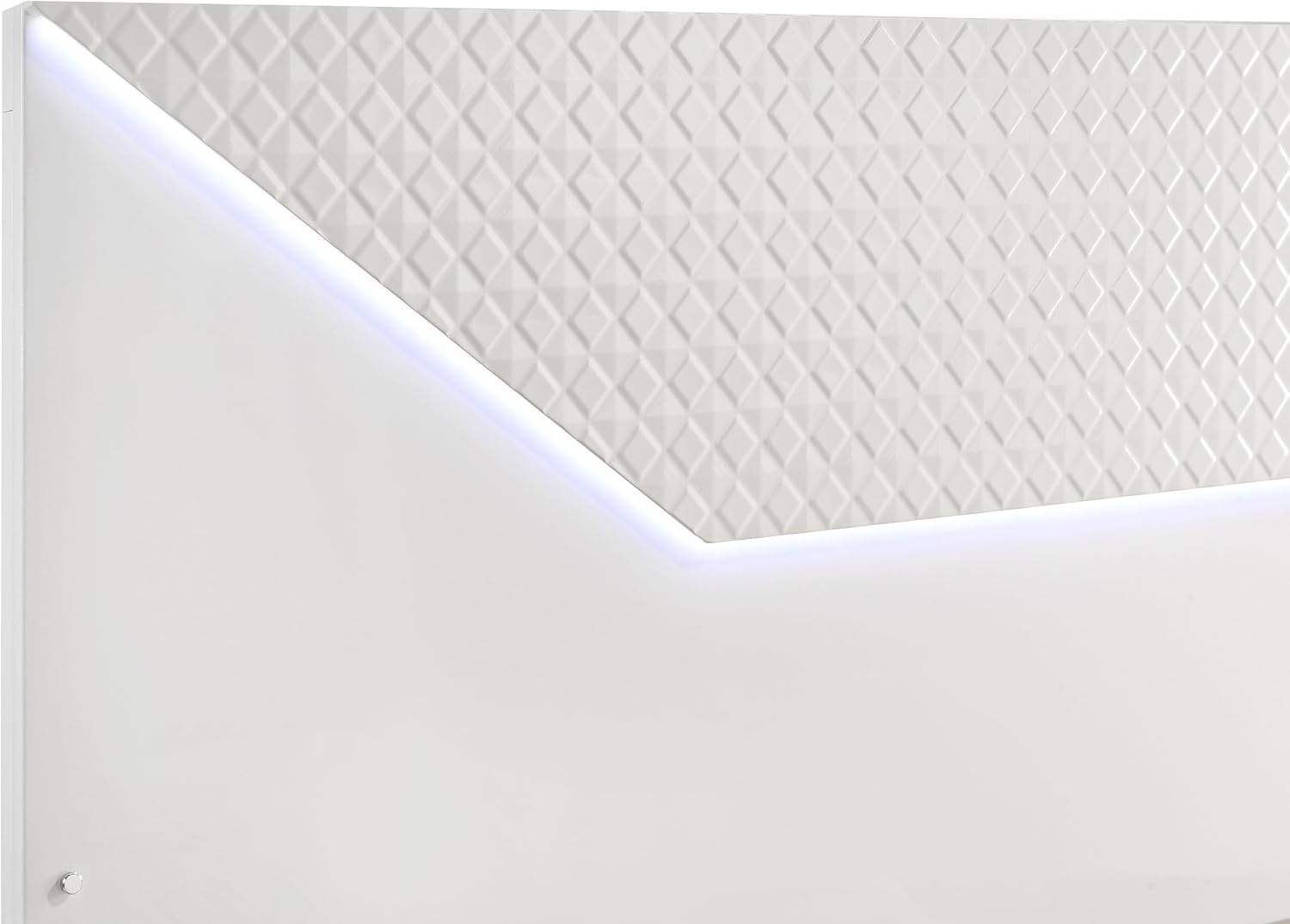 Coaster Home Furnishings Ives Contemporary 4-Piece Bedroom Set Eastern King Size LED Panel Bed Frame 57-inch Headboard White High Gloss 224941KE-S4